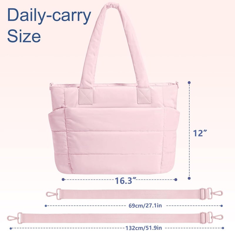 GASSDA Tote Bag for Women Puffer Tote Bag Large Nurse Bags Shoulder Handbag with Zipper for Work Travel - Image 3